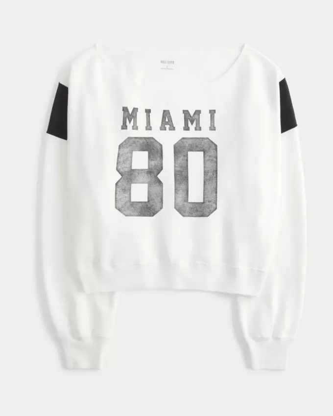 Easy Off-the-Soulder Miami Graphic Sweatshirt Easy Off-the-Soulder Miami Graphic Sweatshirt