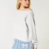 Easy Off-the-Soulder Number Graphic Crew Sweatshirt Easy Off-the-Soulder Number Graphic Crew Sweatshirt