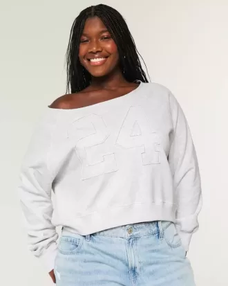 Easy Off-the-Soulder Number Graphic Sweatshirt