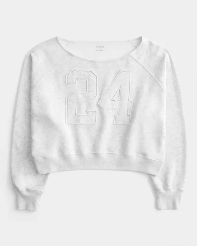 Easy Off-the-Soulder Number Graphic Sweatshirt Easy Off-the-Soulder Number Graphic Sweatshirt