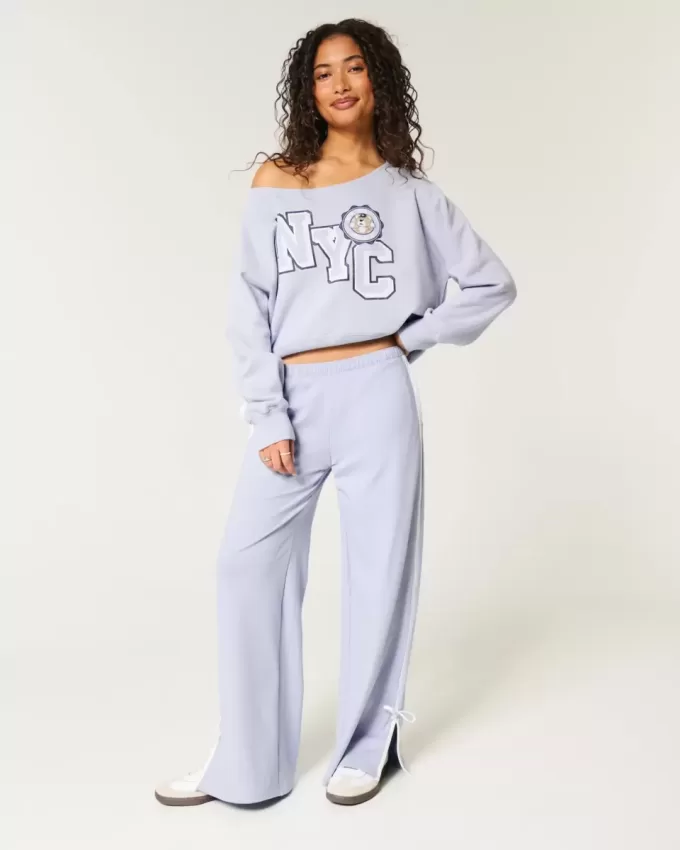 Easy Off-the-Soulder NYC grafisk tröja Easy Off-the-Soulder NYC grafisk tröja