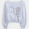 Easy Off-the-Soulder NYC grafisk tröja Easy Off-the-Soulder NYC grafisk tröja