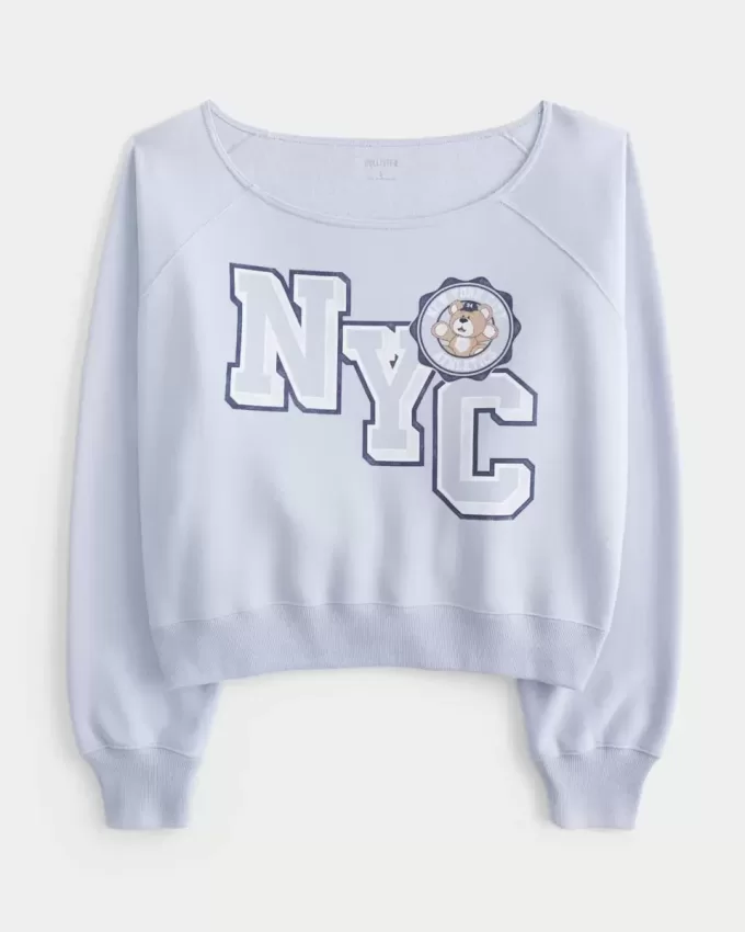 Easy Off-the-Soulder NYC grafisk tröja Easy Off-the-Soulder NYC grafisk tröja