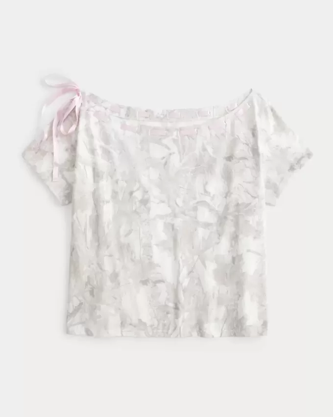 Easy Off-the-Soulder Tie Camo T-shirt Easy Off-the-Soulder Tie Camo T-shirt