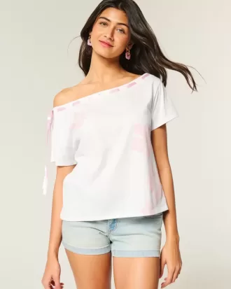 Easy Off-the-Soulder Tie T-shirt