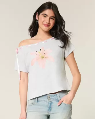 Easy Off-the-Soulder Tie T-shirt