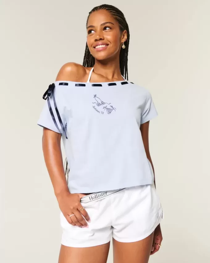 Easy Off-the-Soulder Tie T-shirt Easy Off-the-Soulder Tie T-shirt