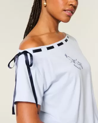 Easy Off-the-Soulder Tie T-shirt