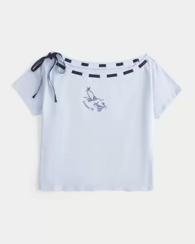 Easy Off-the-Soulder Tie T-shirt Easy Off-the-Soulder Tie T-shirt