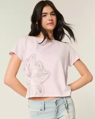 Easy Ribbon Tie-Back blommig grafisk t-shirt