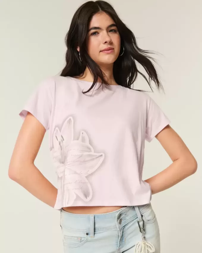 Easy Ribbon Tie-Back blommig grafisk t-shirt Easy Ribbon Tie-Back blommig grafisk t-shirt