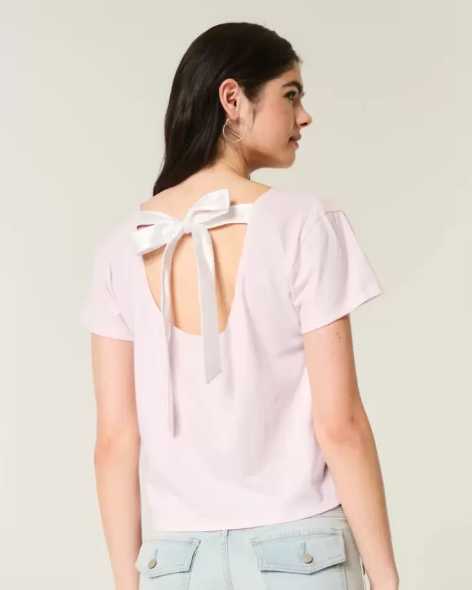 Easy Ribbon Tie-Back blommig grafisk t-shirt Easy Ribbon Tie-Back blommig grafisk t-shirt