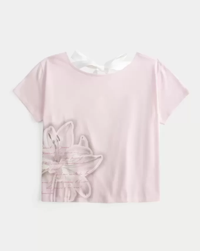 Easy Ribbon Tie-Back blommig grafisk t-shirt Easy Ribbon Tie-Back blommig grafisk t-shirt
