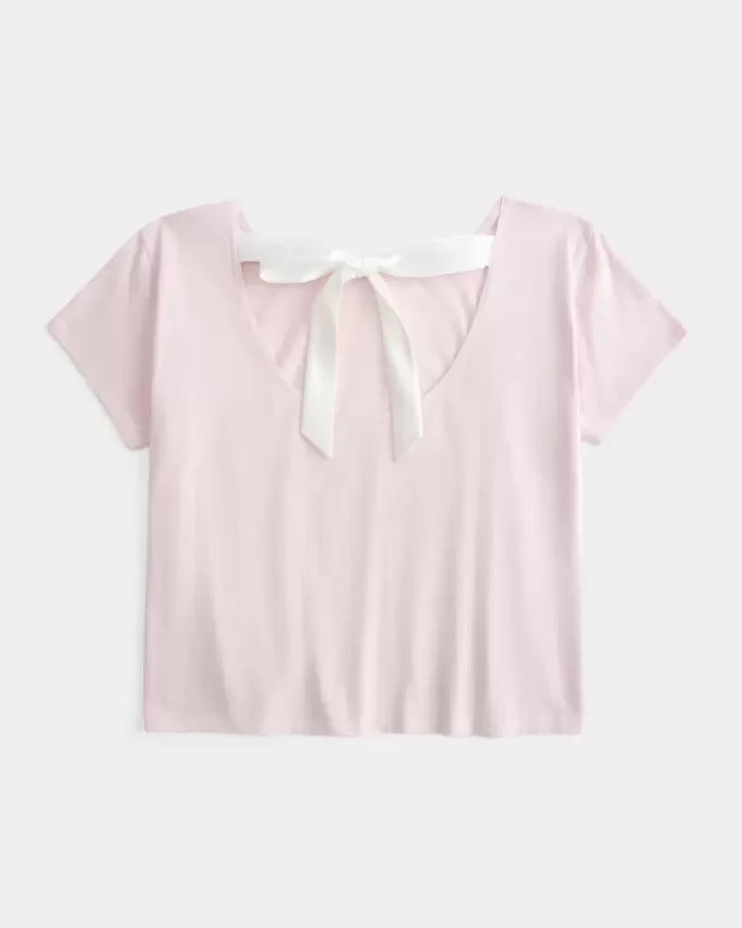 Easy Ribbon Tie-Back blommig grafisk t-shirt Easy Ribbon Tie-Back blommig grafisk t-shirt