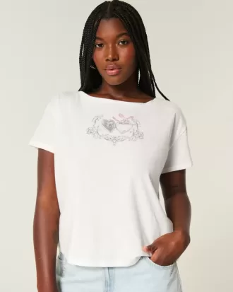 Easy Ribbon Tie-Back Heart Grafisk T-shirt