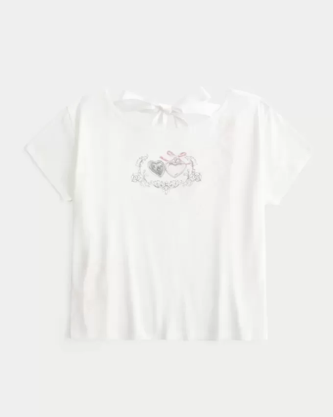 Easy Ribbon Tie-Back Heart Grafisk T-shirt Easy Ribbon Tie-Back Heart Grafisk T-shirt
