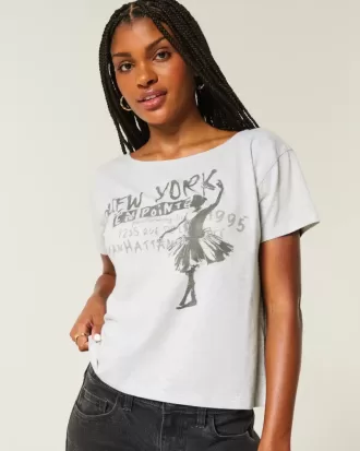 Easy Ribbon Tie-Back New York grafisk t-shirt