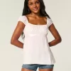 Easy Satin Tie Babydoll Top Easy Satin Tie Babydoll Top