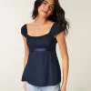 Easy Satin Tie Babydoll Top Easy Satin Tie Babydoll Top