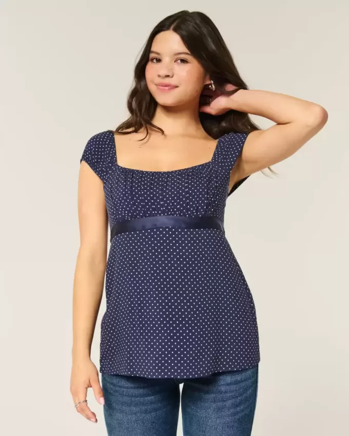 Easy Satin Tie Babydoll Top Easy Satin Tie Babydoll Top