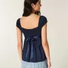 Easy Satin Tie Babydoll Top Easy Satin Tie Babydoll Top