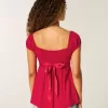 Easy Satin Tie Babydoll Top Easy Satin Tie Babydoll Top