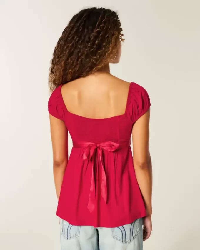 Easy Satin Tie Babydoll Top Easy Satin Tie Babydoll Top