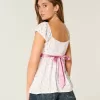 Easy Satin Tie Babydoll Top Easy Satin Tie Babydoll Top