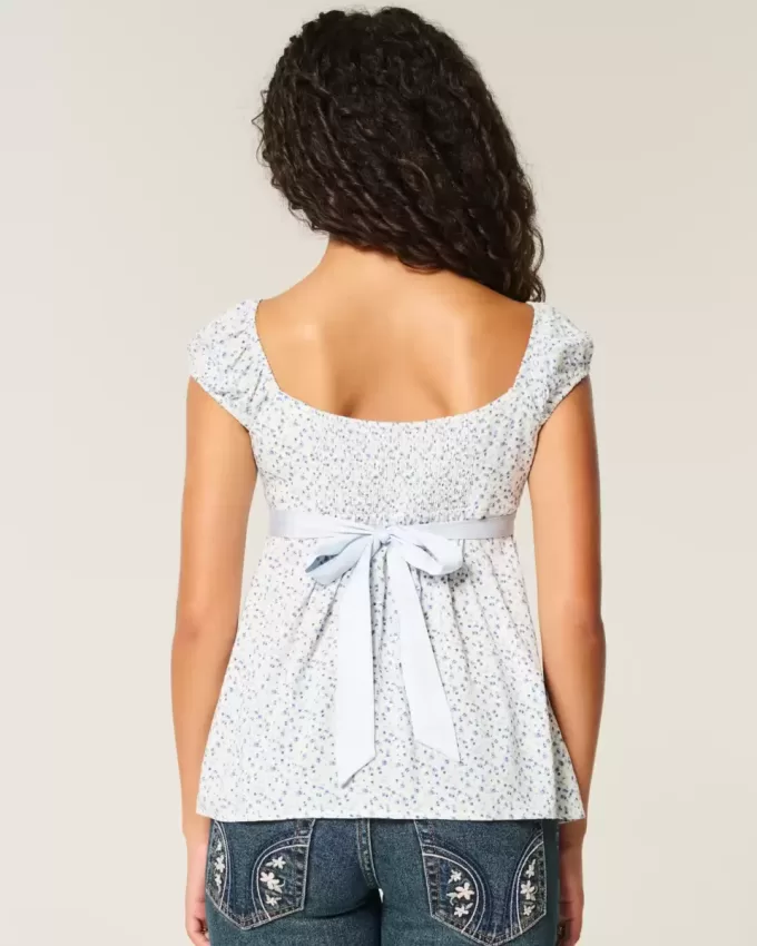Easy Satin Tie Babydoll Top Easy Satin Tie Babydoll Top