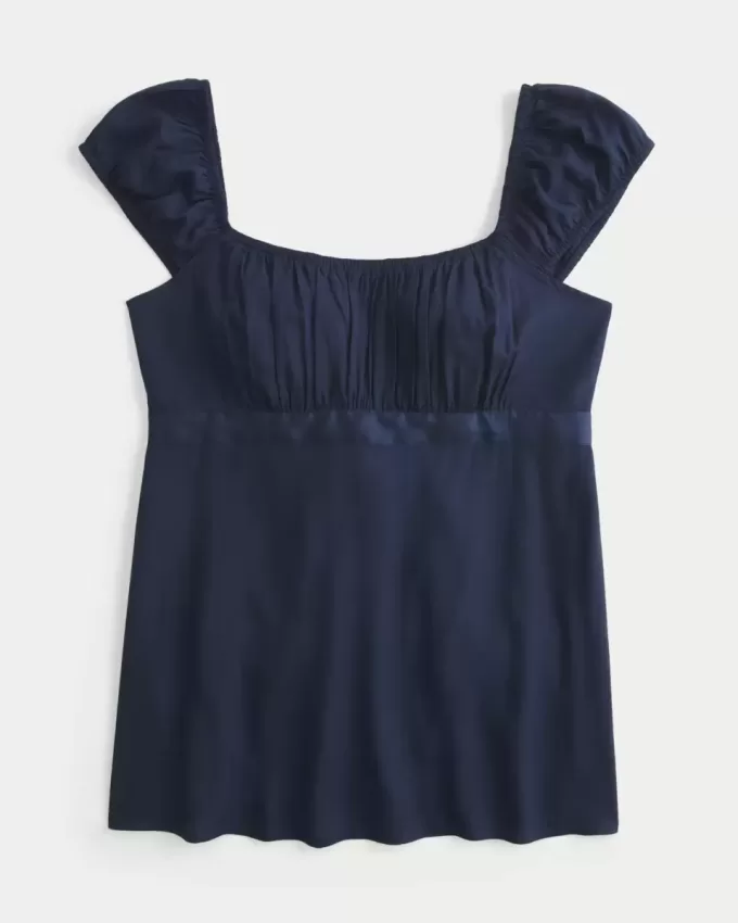 Easy Satin Tie Babydoll Top Easy Satin Tie Babydoll Top