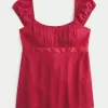 Easy Satin Tie Babydoll Top Easy Satin Tie Babydoll Top