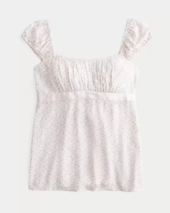 Easy Satin Tie Babydoll Top Easy Satin Tie Babydoll Top
