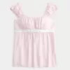 Easy Satin Tie Babydoll Top Easy Satin Tie Babydoll Top