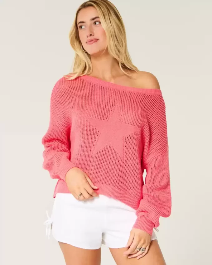 Easy Stitchy Graphic Slouchy Crew Sweater Easy Stitchy Graphic Slouchy Crew Sweater