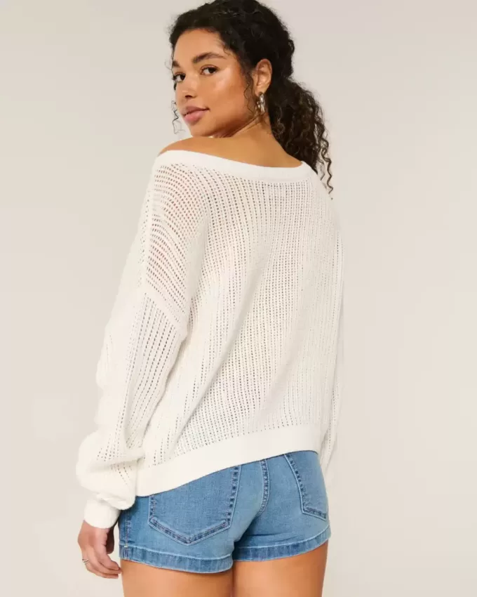 Easy Stitchy Graphic Slouchy Crew Sweater Easy Stitchy Graphic Slouchy Crew Sweater