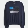 Enkel American Flag Graphic Crew Sweatshirt Enkel American Flag Graphic Crew Sweatshirt