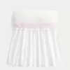 Enkel axelbandslös smockad Babydoll Top Enkel axelbandslös smockad Babydoll Top