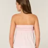 Enkel axelbandslös smockad Babydoll Top Enkel axelbandslös smockad Babydoll Top