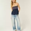 Enkel axelbandslös smockad Babydoll Top Enkel axelbandslös smockad Babydoll Top