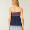 Enkel axelbandslös smockad Babydoll Top Enkel axelbandslös smockad Babydoll Top