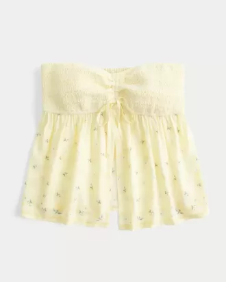 Enkel axelbandslös smockad byst Babydoll Top