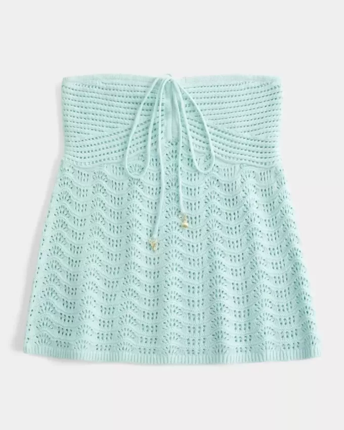Enkel axelbandslös virkad Babydoll-topp Enkel axelbandslös virkad Babydoll-topp