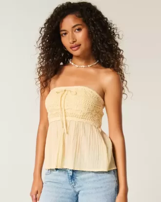 Enkel axelbandslös Virkad Mix Babydoll Top