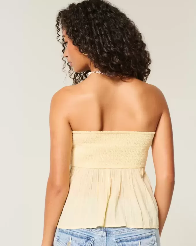 Enkel axelbandslös Virkad Mix Babydoll Top Enkel axelbandslös Virkad Mix Babydoll Top