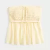 Enkel axelbandslös Virkad Mix Babydoll Top Enkel axelbandslös Virkad Mix Babydoll Top