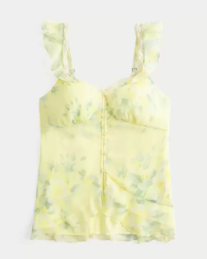 Enkel Chiffong Babydoll Topp Enkel Chiffong Babydoll Topp