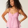 Enkel Chiffong Babydoll Topp Enkel Chiffong Babydoll Topp