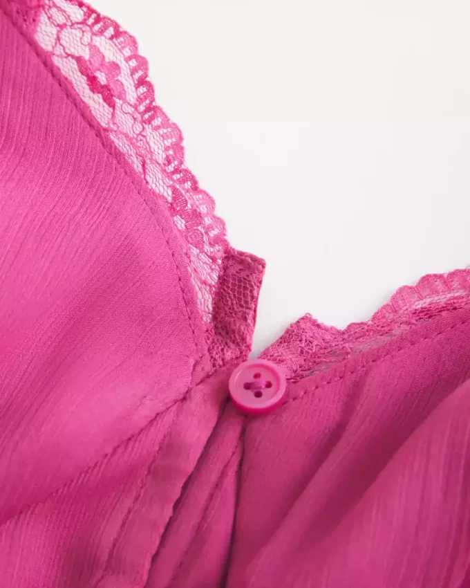 Enkel Chiffong Babydoll Topp Enkel Chiffong Babydoll Topp