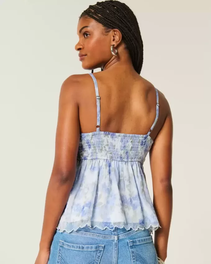 Enkel Chiffong Babydoll Topp Enkel Chiffong Babydoll Topp