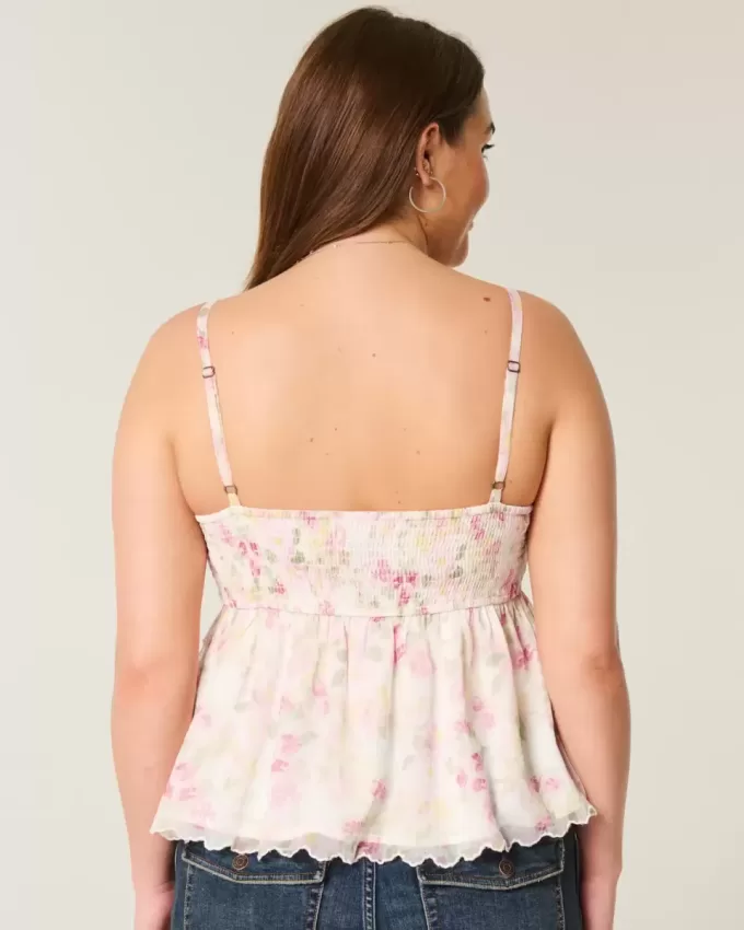 Enkel Chiffong Babydoll Topp Enkel Chiffong Babydoll Topp